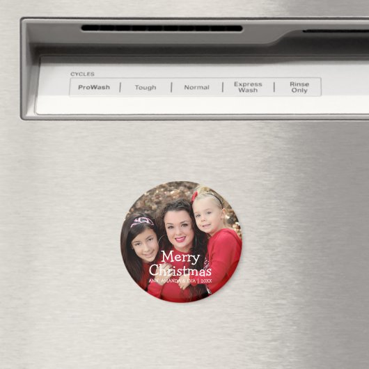 Personalisierte White Script Frohe Weihnachten Fot Magnet (In Situ (Geschirrspüler))