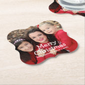 Personalisierte White Script Frohe Weihnachten Fot Untersetzer (angewinkelt)