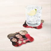 Personalisierte White Script Frohe Weihnachten Fot Untersetzer (Vor Ort)