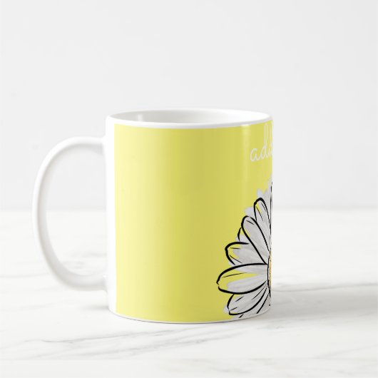 Personalisierte White & Yellow Daisy Kaffee Tasse (Links)