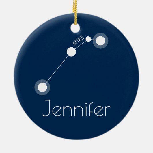 Personalisierte Widder-Konstellations-Verzierung Keramik Ornament (Hinten)