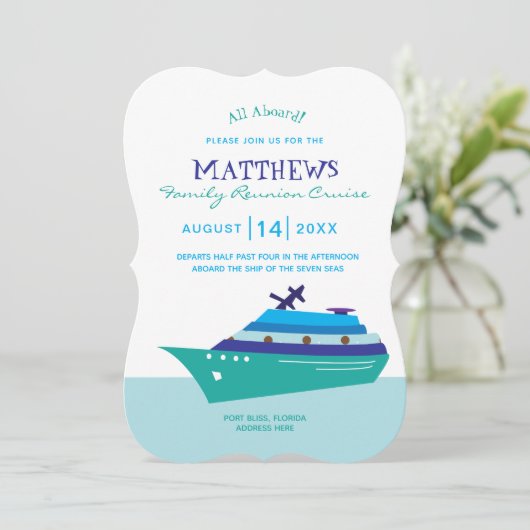 Personalisierte Wiedersehen-Kreuzfahrt Einladung (Stehend Vorderseite)