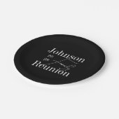 Personalisierte Wiedersehen Schwarz-Weiß-Party Pappteller (Schrägansicht)