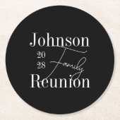 Personalisierte Wiedersehen Schwarz-Weiß-Party Runder Pappuntersetzer (Vorderseite)