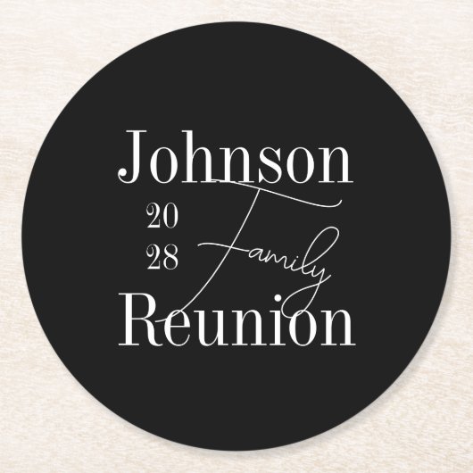 Personalisierte Wiedersehen Schwarz-Weiß-Party Runder Pappuntersetzer (Vorderseite)