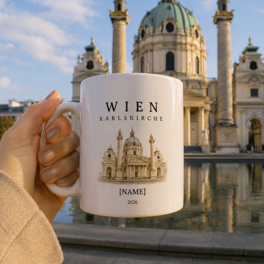 Personalisierte Wien Karlskirche Tasse | Name & Ja