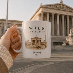 Personalisierte Wien Parlament Tasse   Name & Jahr