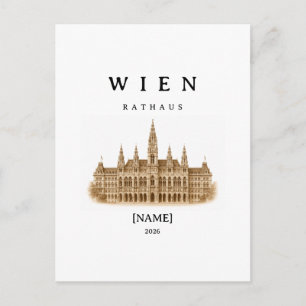 Personalisierte Wien Rathaus Name & Jahr Postkarte