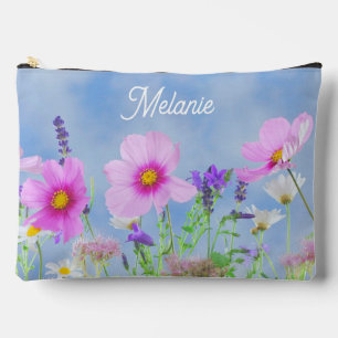 Personalisierte Wiese mit hübschen rosa Wildblumen Zubehörtasche
