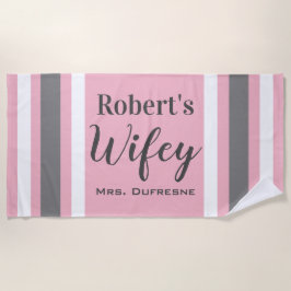 Personalisierte "Wifey" Newlyweds Strandtuch
