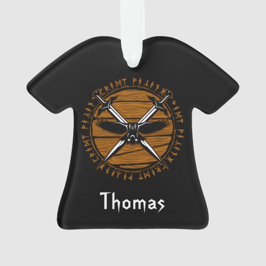 Personalisierte Wiking Crossed Schwerter und Raven Ornament (Rückseite)