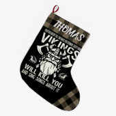 Personalisierte Wikinger werden Sie umbringen und  Großer Weihnachtsstrumpf (Vorderansicht (hängend))