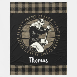 Personalisierte Wikingerei Gebet-Rune Tan Black Fleecedecke