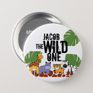 Personalisierte WILD ONE Safari Geburtstagskarte Button
