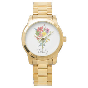 Personalisierte Wildblume Armbanduhr