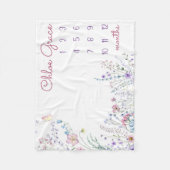 PERSONALISIERTE WILDBLUME Baby Girl Milestone Blan Fleecedecke (Vorderseite)