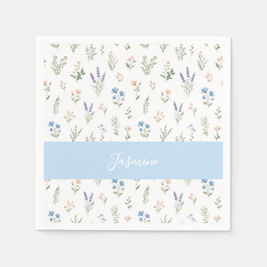 Personalisierte Wildblume Benutzerdefinierter Name Serviette (Vorderseite)