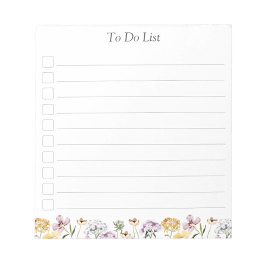 Personalisierte Wildblume Blumengarten zu tun List Notizblock (Vorderseite)