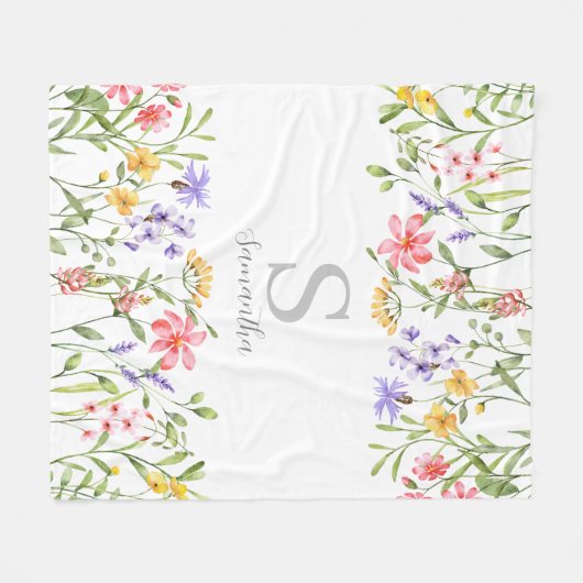 Personalisierte Wildblume Fleecedecke (Vorderseite (Horizontal))