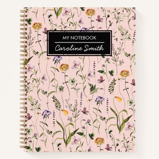 Personalisierte Wildblume Garten Blumenmuster Notizblock (Vorderseite)