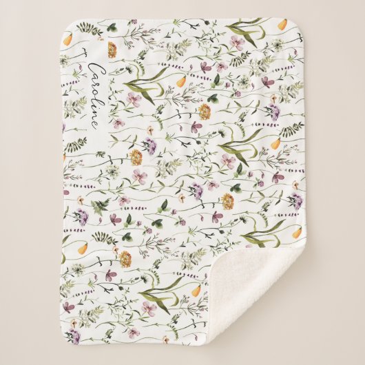 Personalisierte Wildblume Garten Blumenmuster Sherpadecke (Vorderseite)