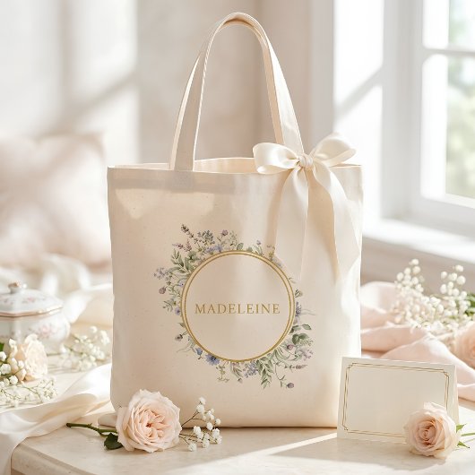 Personalisierte Wildblume Gold Tragetasche