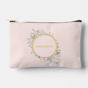 Personalisierte Wildblume Gold und Rosa Zubehörtasche