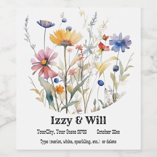 Personalisierte Wildblume Herbst Weinetikett (Einzelnes Label)