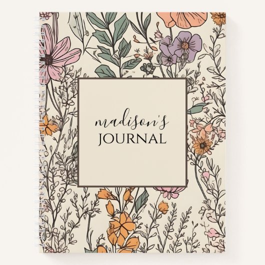Personalisierte Wildblume-Journal-Notebook Notizblock (Vorderseite)