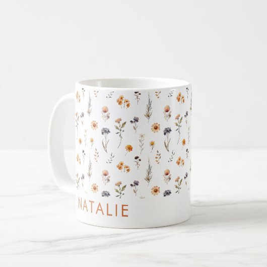 Personalisierte Wildblume Kaffeetasse (Vorderseite Links)