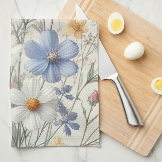 Personalisierte Wildblume Küchentuch | Initiale (Viertel Falte)