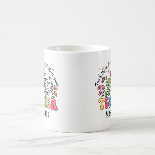 Personalisierte Wildblume Lehrer Inspiration Kaffeetasse (Mittel)