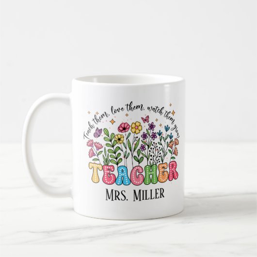 Personalisierte Wildblume Lehrer Inspiration Kaffeetasse (Links)