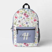 Personalisierte Wildblume Lila Monogramm Bedruckter Rucksack (Vorderseite)