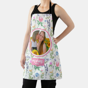 Personalisierte Wildblume Mama Foto Muttertag Schürze