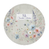 Personalisierte Wildblume mit Monogramm und Name Schneidebrett (Vorderseite)