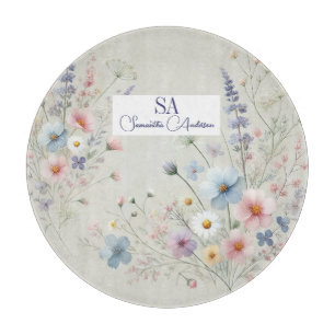 Personalisierte Wildblume mit Monogramm und Name Schneidebrett