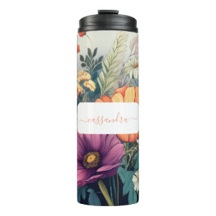 Personalisierte Wildblume mit Name Thermosbecher