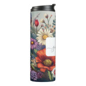 Personalisierte Wildblume mit Name und Monogramm Thermosbecher (Nach links gedreht)