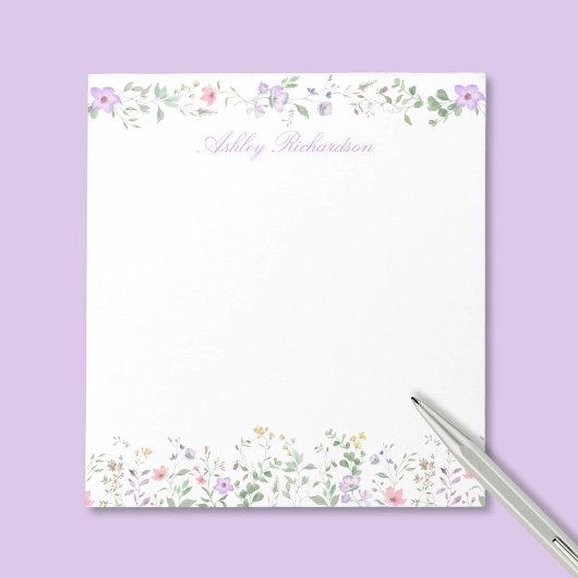 Personalisierte Wildblume Notizblock