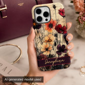 Personalisierte Wildblume Poppies Dark Red & Lila Case-Mate iPhone Hülle