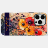 Personalisierte Wildblume Poppies Dark Red & Yello Case-Mate iPhone Hülle (Rückseite (Horizontal))