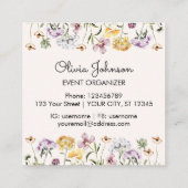 Personalisierte Wildblume Quadratische Visitenkarte (Rückseite)