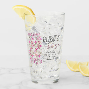 Personalisierte Wildblume Ruby Rose Brautparty Glas