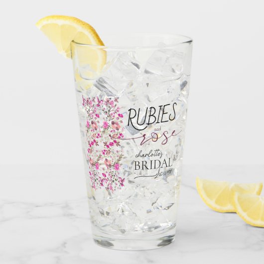 Personalisierte Wildblume Ruby Rose Brautparty Glas (Vorderseite Ice)