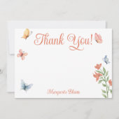 Personalisierte Wildblume Schmetterlinge Brautpart Dankeskarte (Vorderseite)