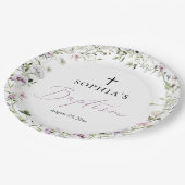 Personalisierte Wildblume Taufe Papier Teller (Schrägansicht)