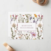 Personalisierte Wildblume Wasserfarbe Mitteilungskarte (Vorderseite/Rückseite Beispiel)