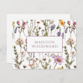 Personalisierte Wildblume Wasserfarbe Mitteilungskarte (Vorne/Hinten)