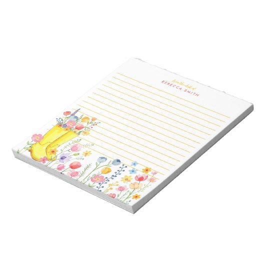 Personalisierte Wildblume Wasserfarben-Notepad - C Notizblock (Rotiert)